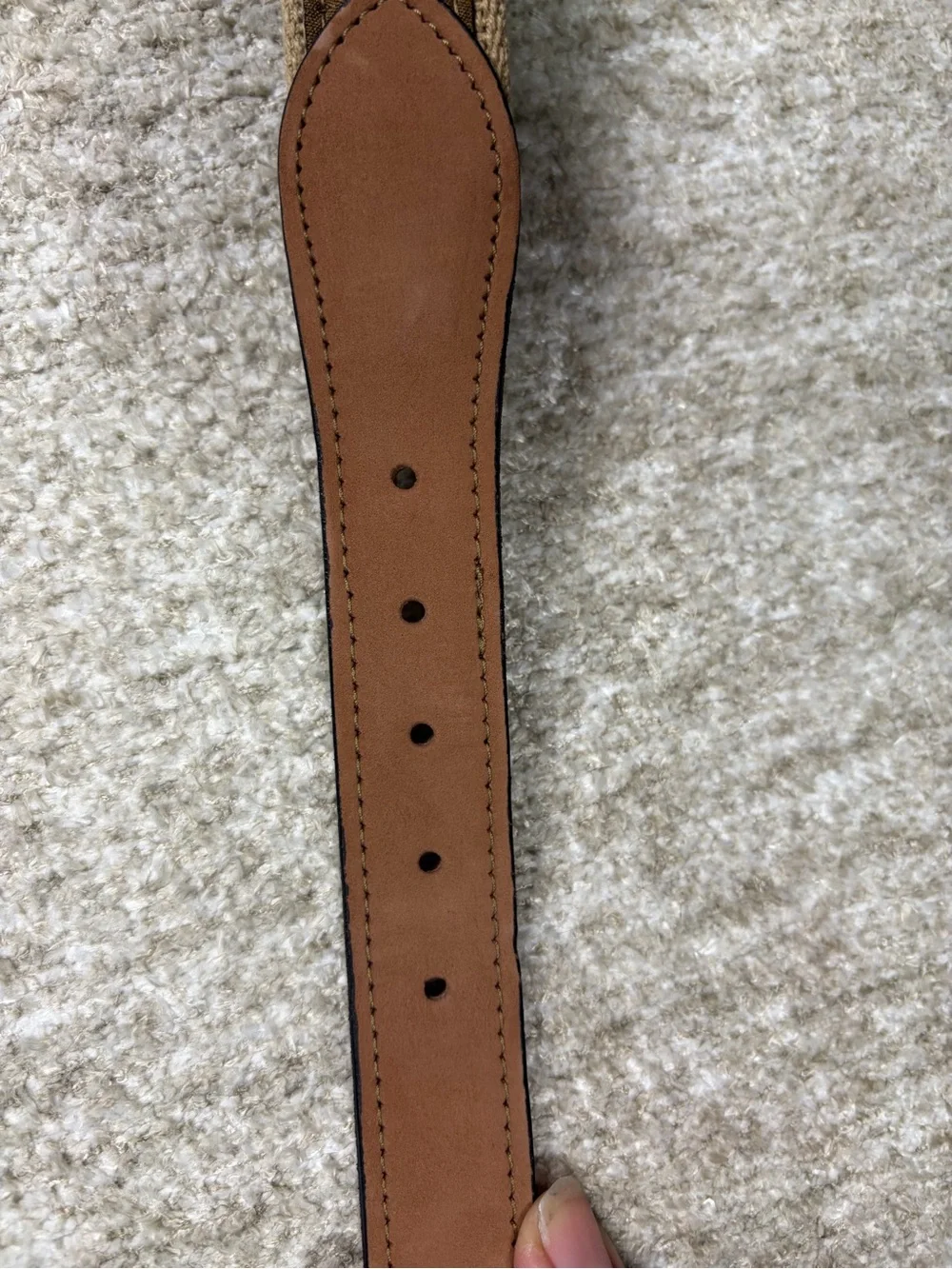 Vintage 90’s Made in USA Men’s Brown Fish-Print Canvas and Leather Belt
